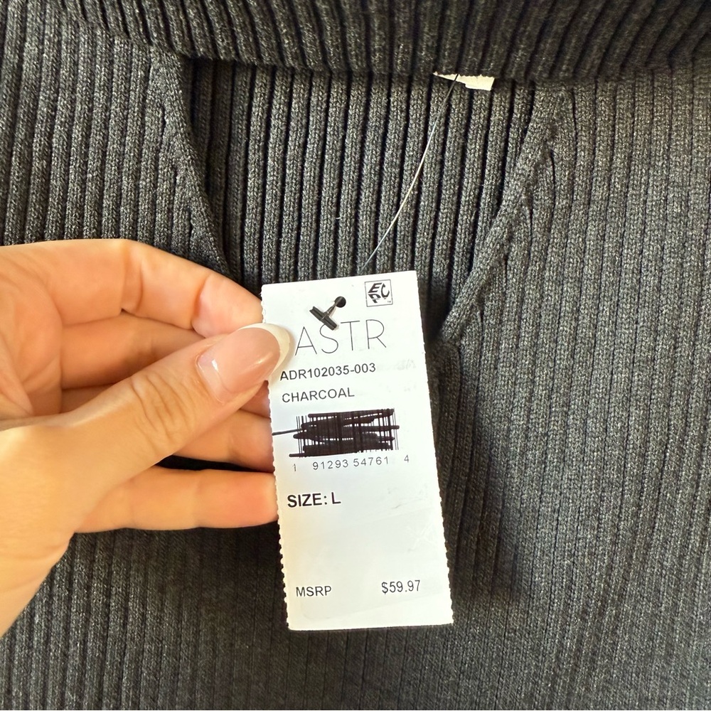 ASTR The Label Cut Out Off The Shoulder Sweater Dress Charcoal L - Picture 4 of 7